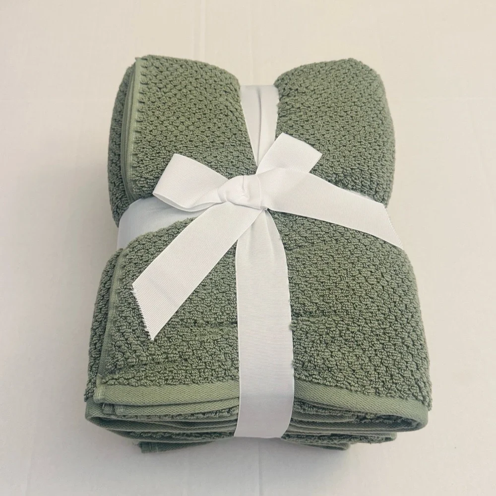 6pc TRULY LOU 100% Cotton Bath Towel Set - OILGRN